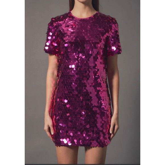 Endless Rose Circle Sequins Dress in Fuchsia Pink Size Small - Picture 5 of 14